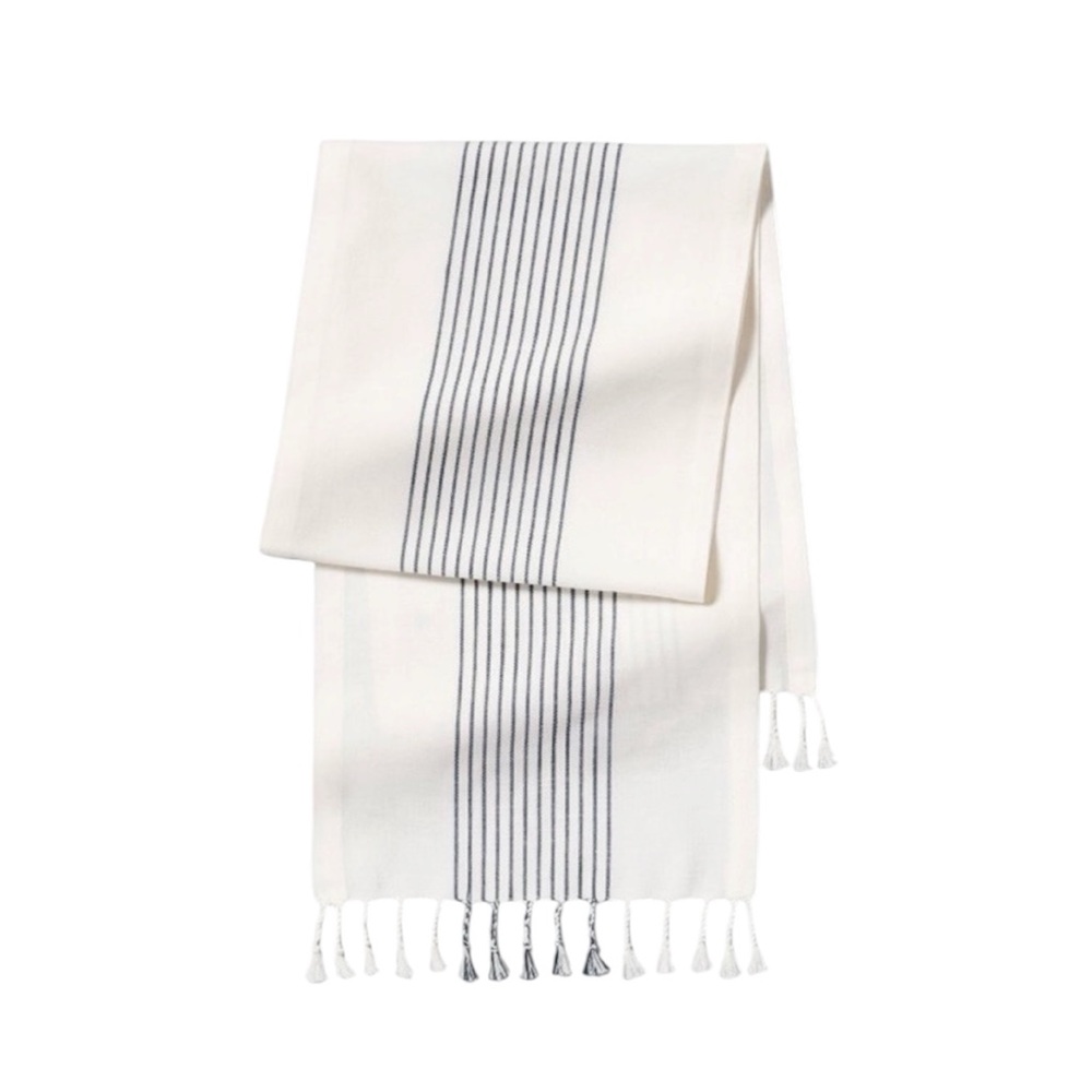 Hearth & Hand Core Stripes Twisted Fringe Table Runner
